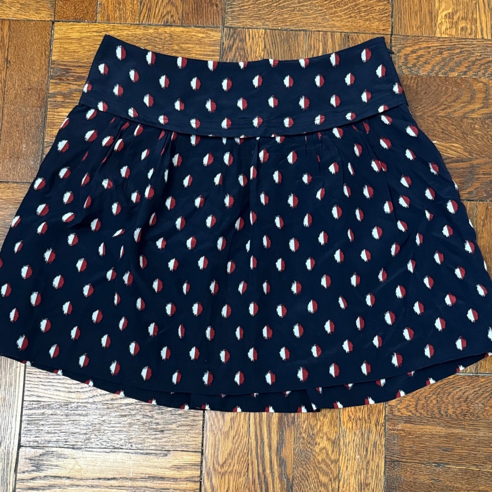 Madewell Navy and Red Patterned Mini Skirt